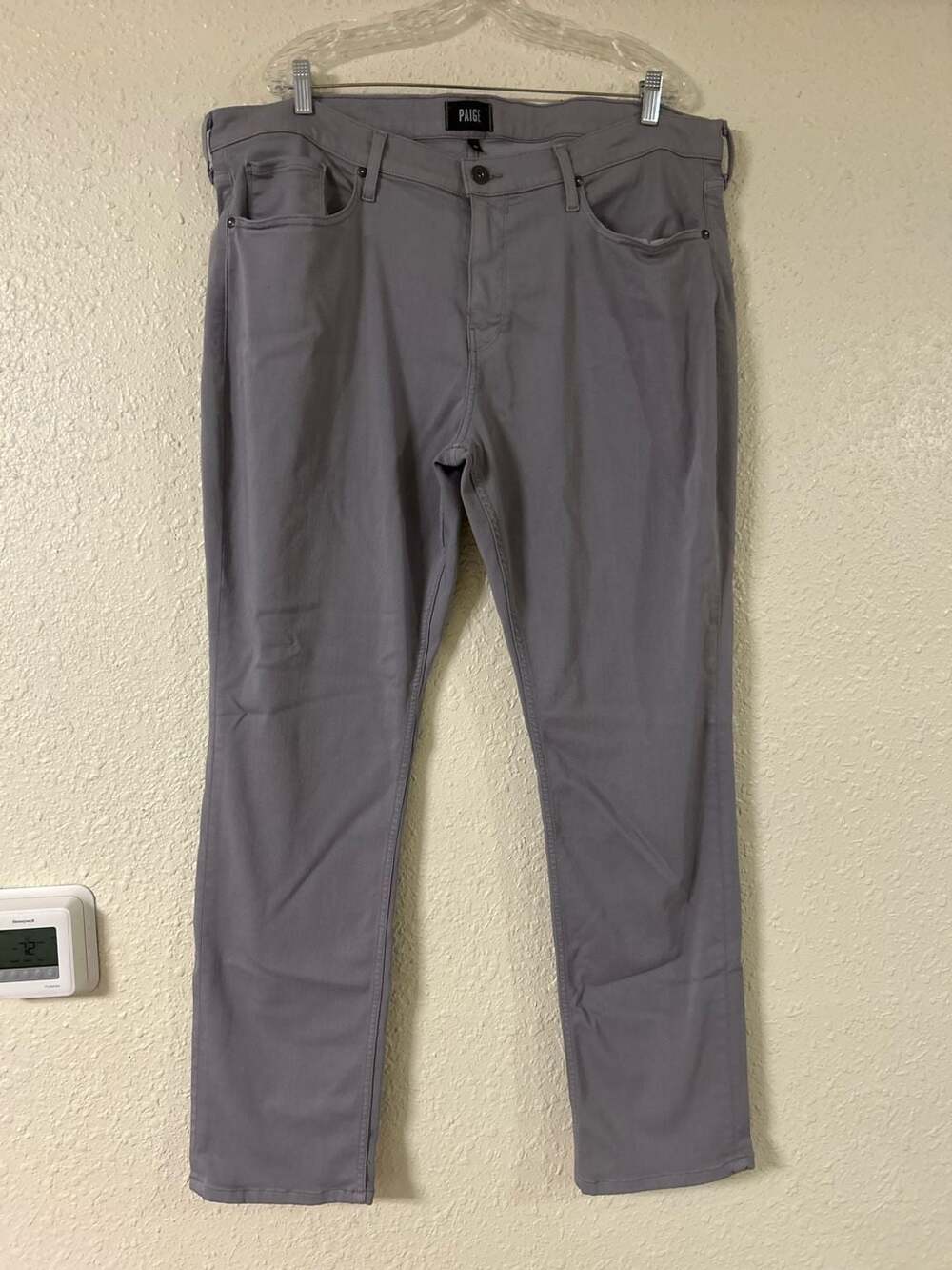 PAIGE Federal Slim Fit 5-Pocket Technical Pants, Size 40, Grey